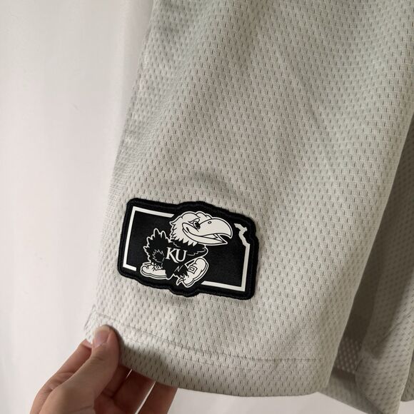 KU Jayhawks Basketball Adidas Shorts Men's Large White Mesh 7" Inseam Drawstring - Picture 2 of 9